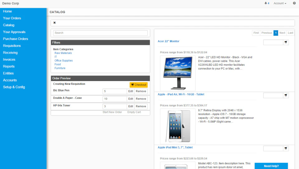 screenshot of Bellwether Purchasing Software